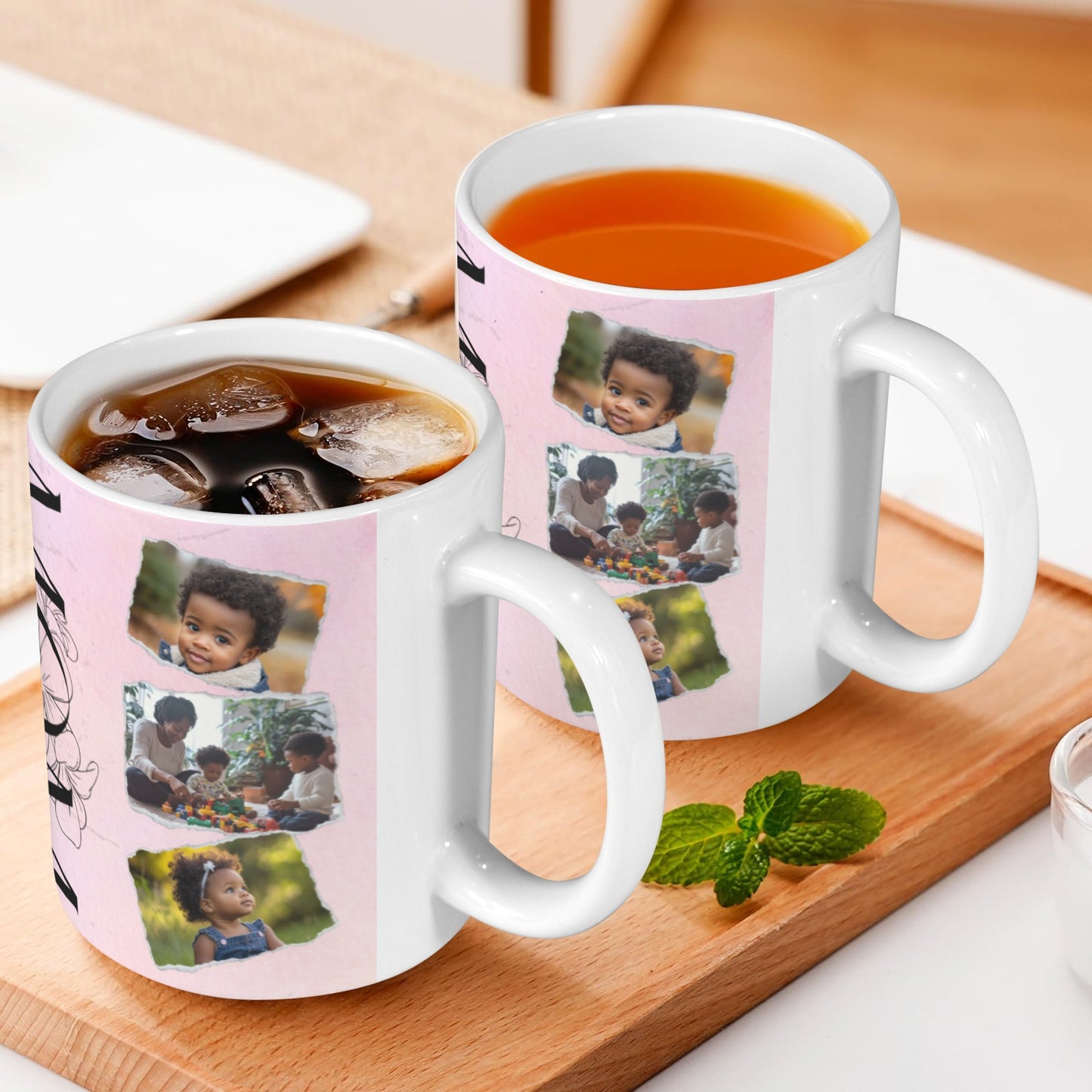 Custom Mom Mug - Pink with custom pictures