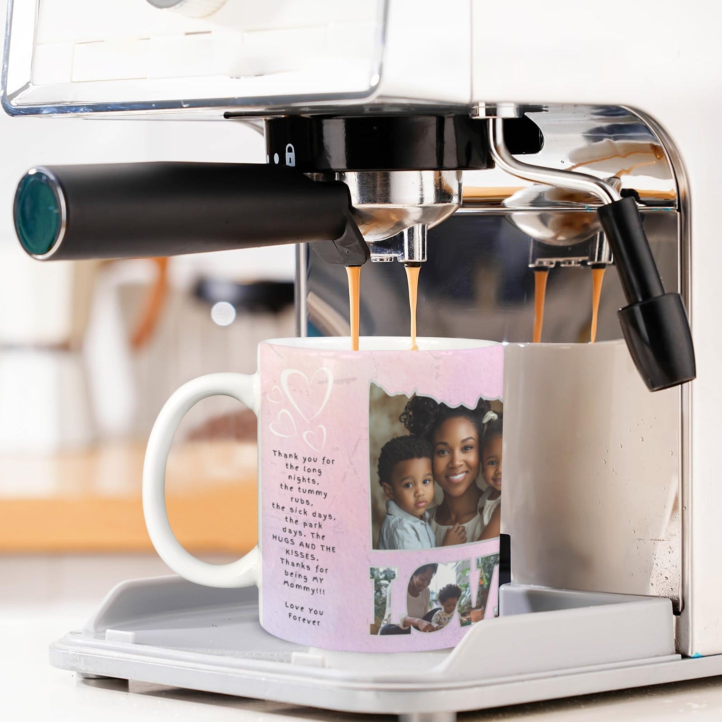 Custom Mom Mug - Pink with custom pictures