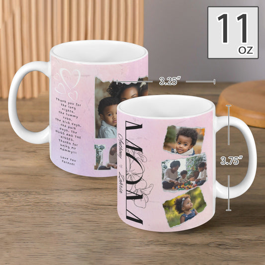 Custom Mom Mug - Pink with custom pictures